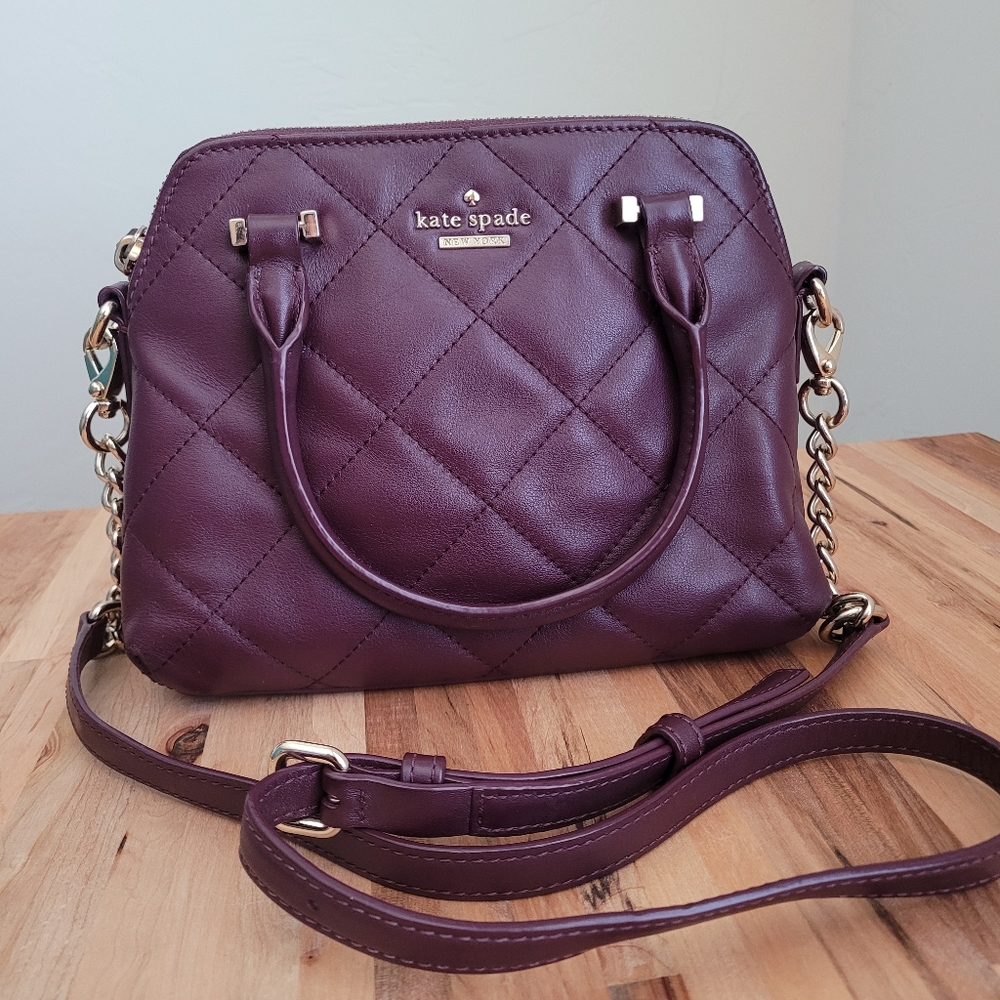 Kate Spade Purse, Quilted Leather, Emerson Place Maise,  Mulled Wine